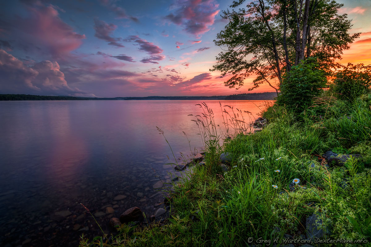 July Sunset over Maine's Lake Wassookeag