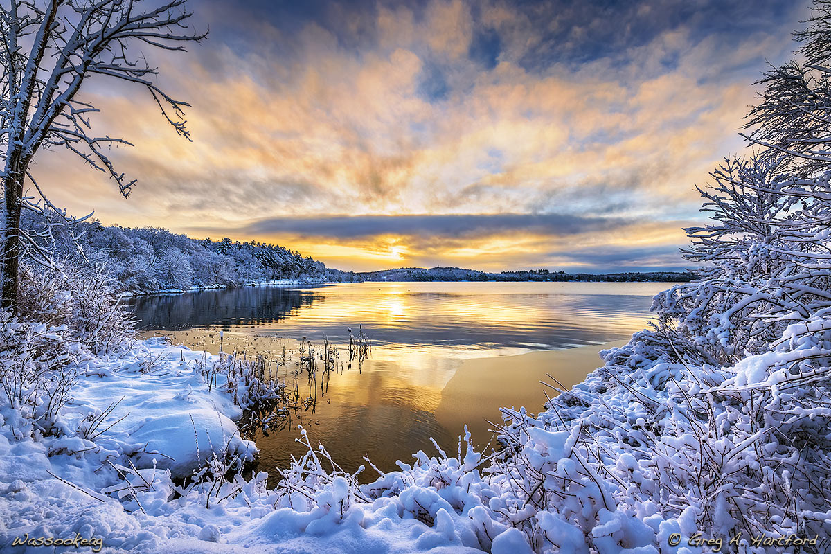 Mother Nature showed her beauty during this December sunrise at Lake Wassookeag, Maine.