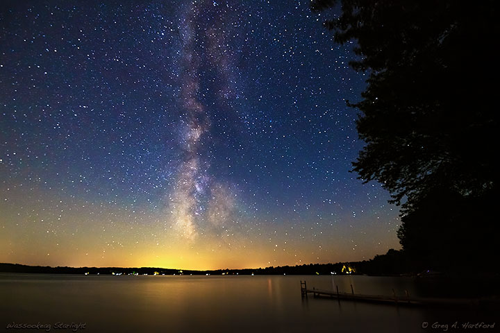 Starlight and Milky Way over Big Lake Wassookeag in Dexter