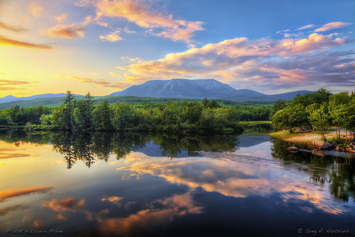 This shows Mount Katahdin, Maine just as the sun was setting on July 16.