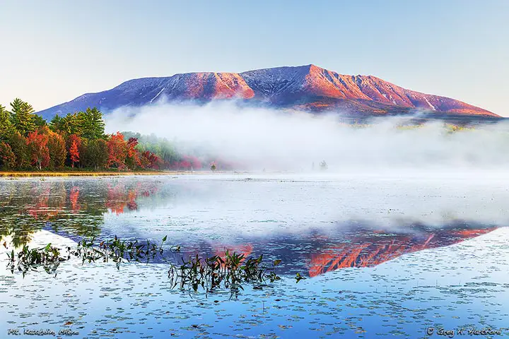 This sunrise image of Mount Katahdin was taken on September 30 just as the first light touched the mountain.